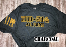 Load image into Gallery viewer, DD-214 Alumni Gold &amp; Black T-Shirt